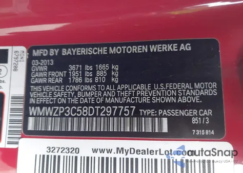 2013 Mini Convertible Cooper S z USA, uszkodzony, nr VIN WMWZP3C58DT297757